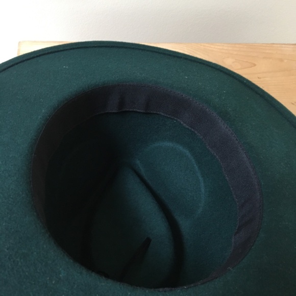 Olive and Pique Dark Green 100% Wool Felt Fedora Wide Brim - Picture 4 of 5